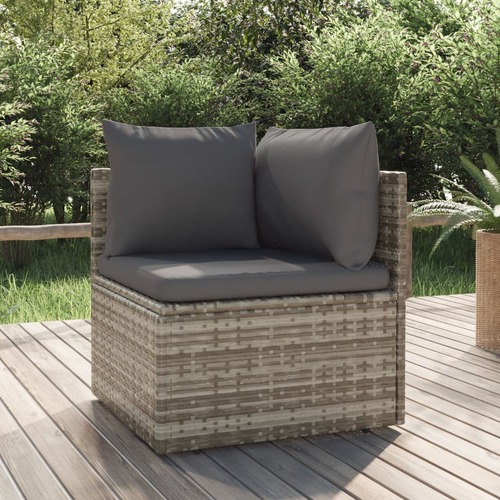 Garden Corner Sofa with Cushion Grey 57x57x56 cm Poly Rattan