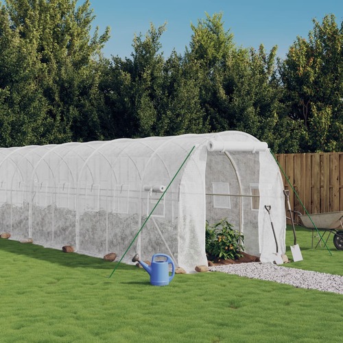 Greenhouse with Steel Frame White 16 m² 8x2x2 m