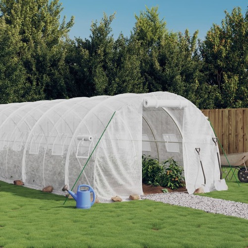 Greenhouse with Steel Frame White 18 m² 6x3x2 m