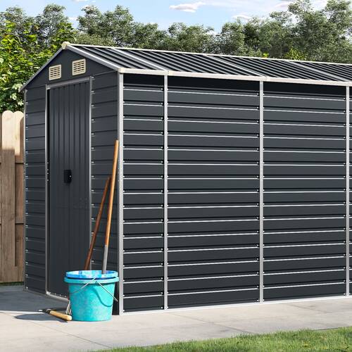 Garden Shed Anthracite 191x640x198 cm Galvanised Steel