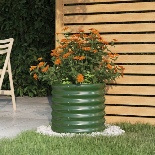 Garden Planter Galvanised Steel 40x40x36 cm Green