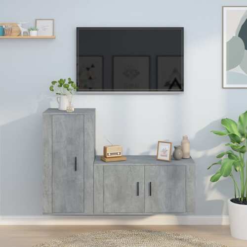 2 Piece TV Cabinet Set Concrete Grey Engineered Wood