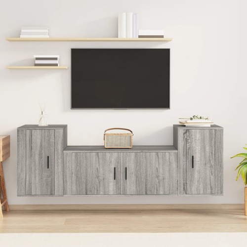 3 Piece TV Cabinet Set Grey Sonoma Engineered Wood
