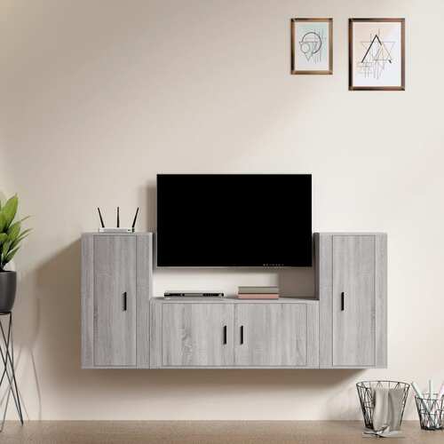 3 Piece TV Cabinet Set Grey Sonoma Engineered Wood