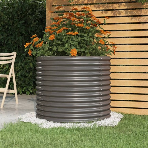 Garden Planter Galvanised Steel 80x80x68 cm Grey