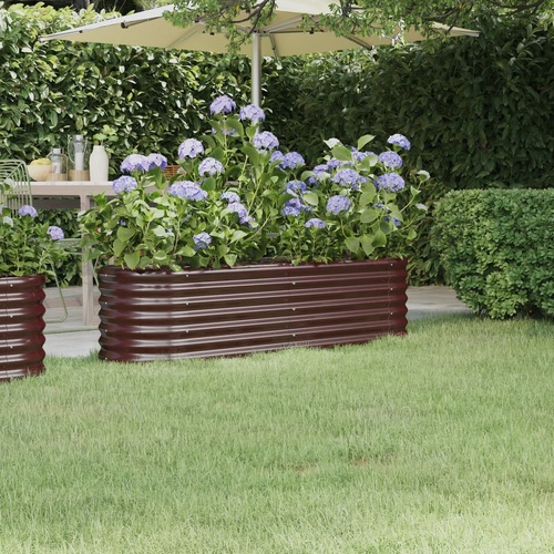 Garden Raised Bed Galvanised Steel 152x40x36 cm Brown