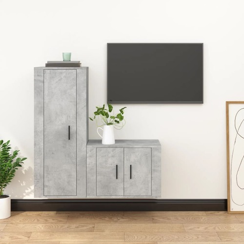 2 Piece TV Cabinet Set Concrete Grey Engineered Wood