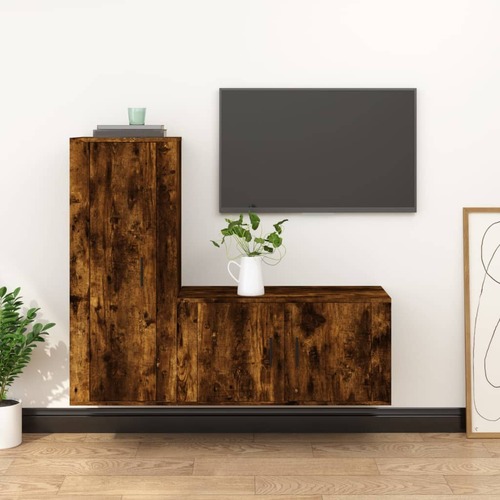 2 Piece TV Cabinet Set Smoked Oak Engineered Wood