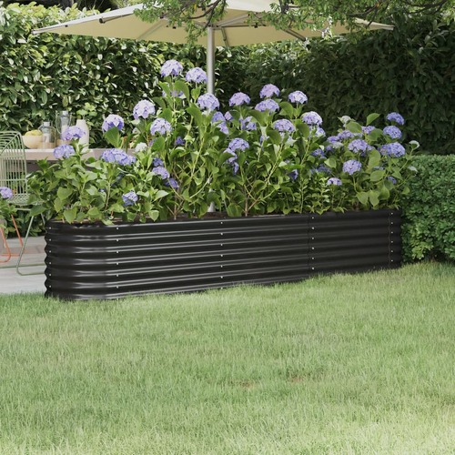 Garden Raised Bed Galvanised Steel 224x40x36 cm Anthracite