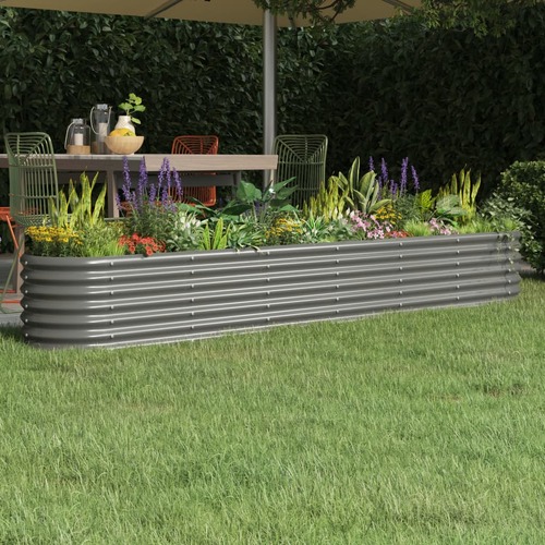 Garden Raised Bed Galvanised Steel 260x40x36 cm Grey