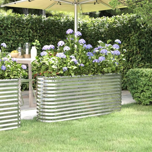 Garden Raised Bed Galvanised Steel 152x40x68 cm Silver