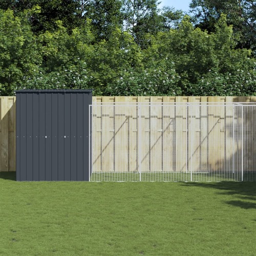 Dog House with Run Anthracite 165x659x181 cm Galvanised Steel