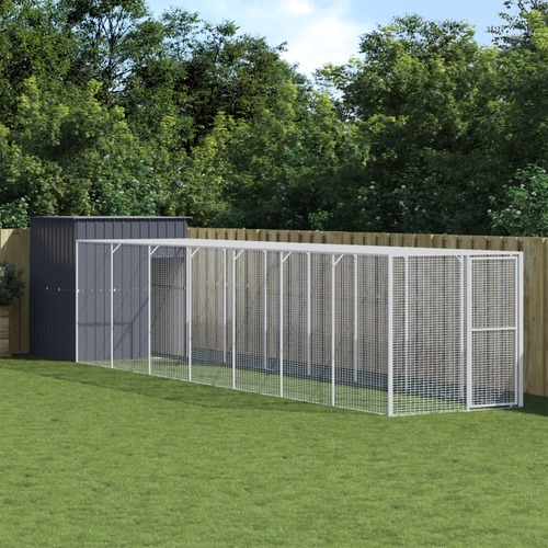 Chicken Cage with Run Anthracite 165x863x181 cm Galvanised Steel