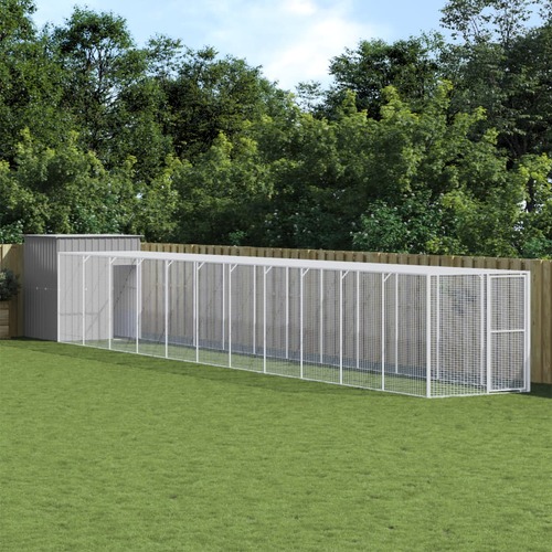 Chicken Cage with Run Light Grey 165x1271x181 cm Galvanised Steel