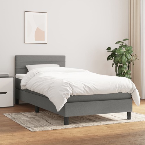 Box Spring Bed with Mattress Dark Grey 100x200 cm Fabric