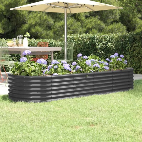 Garden Raised Bed Galvanised Steel 224x80x36 cm Anthracite