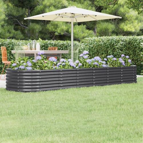 Garden Raised Bed Galvanised Steel 296x80x36 cm Anthracite