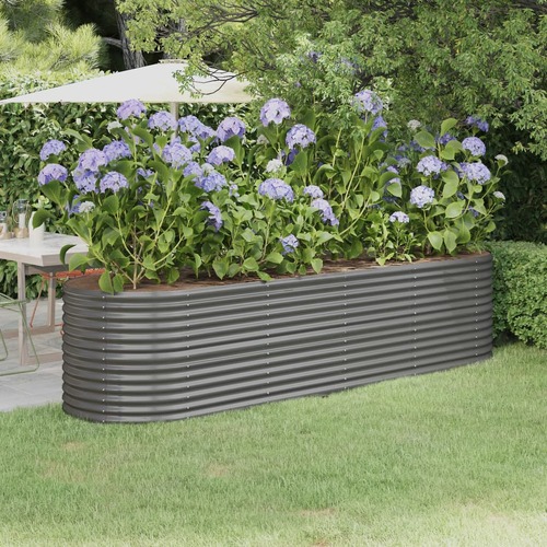 Garden Raised Bed Galvanised Steel 296x80x68 cm Grey