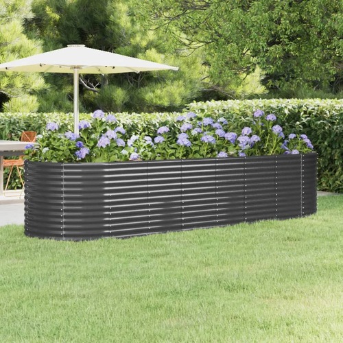 Garden Raised Bed Galvanised Steel 322x100x68 cm Anthracite