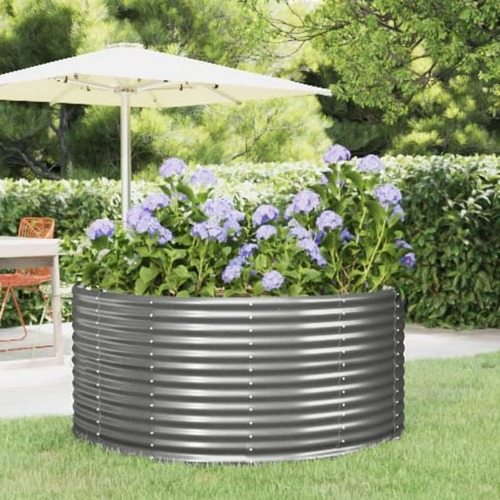 Garden Raised Bed Grey 140x140x68 cm Powder-Coated Steel