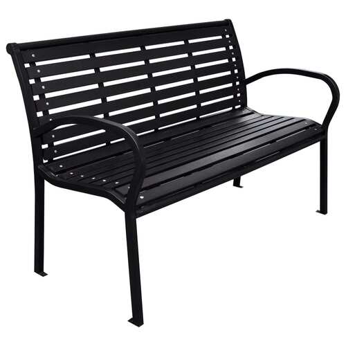 Garden Bench Black 116 cm Steel and WPC