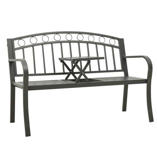 Garden Bench with Table Grey 120 cm Steel