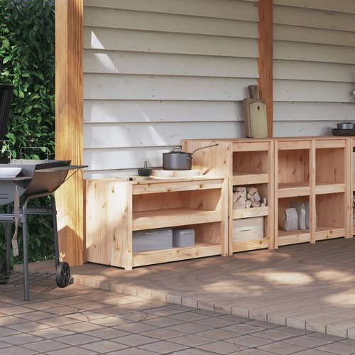 Outdoor Kitchen Cabinets 2 pcs Solid Wood Pine