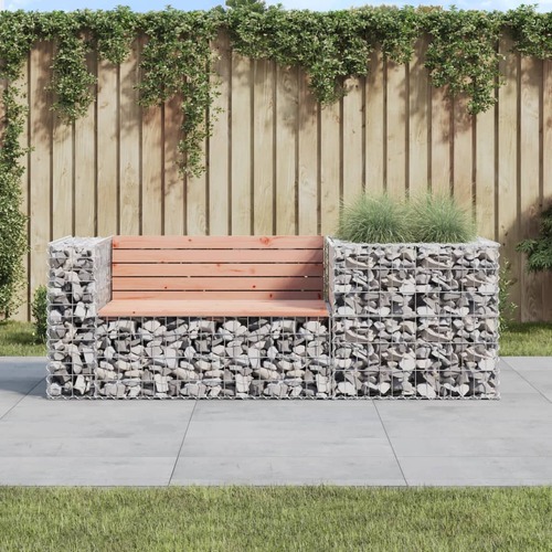 Garden Bench with Gabion Basket Solid Wood Douglas