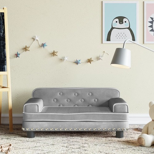 Kids Sofa Light Grey 70x45x30 cm Velvet