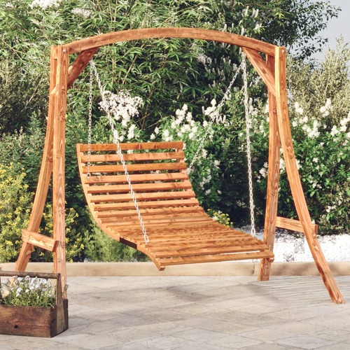 Swing Bed Solid Wood Spruce with Teak Finish
