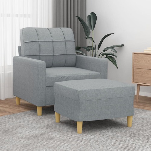 Sofa Chair with Footstool Light Grey 60 cm Fabric