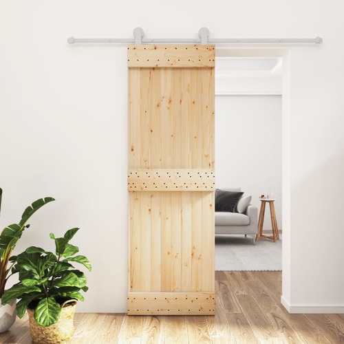 Sliding Door with Hardware Set 70x210 cm Solid Wood Pine