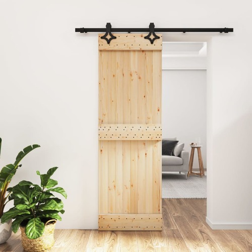 Sliding Door with Hardware Set 70x210 cm Solid Wood Pine