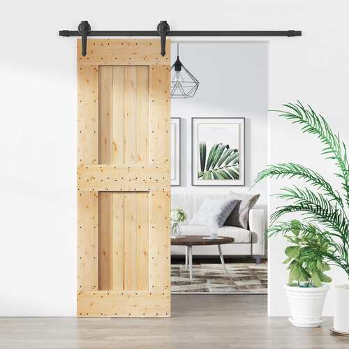 Sliding Door with Hardware Set 70x210 cm Solid Wood Pine