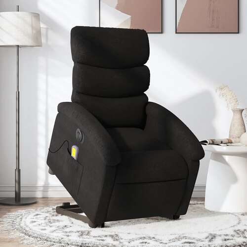 Electric Stand up Massage Recliner Chair Black Fabric