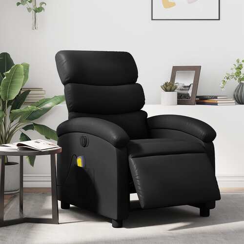 Electric Massage Recliner Chair Black Faux Leather