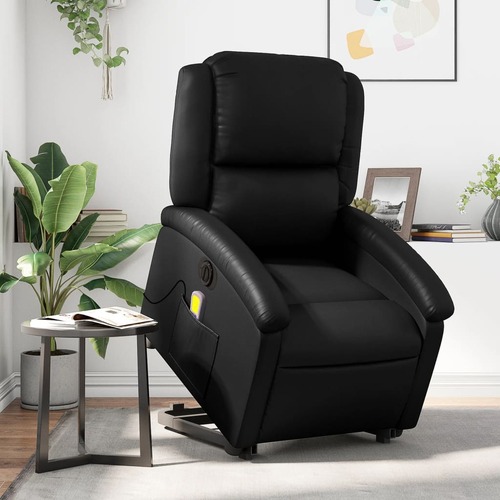 Electric Stand up Massage Recliner Chair Black Faux Leather