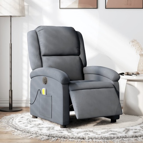 Electric Massage Recliner Chair Dark Grey Velvet