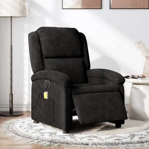 Electric Massage Recliner Chair Black Velvet