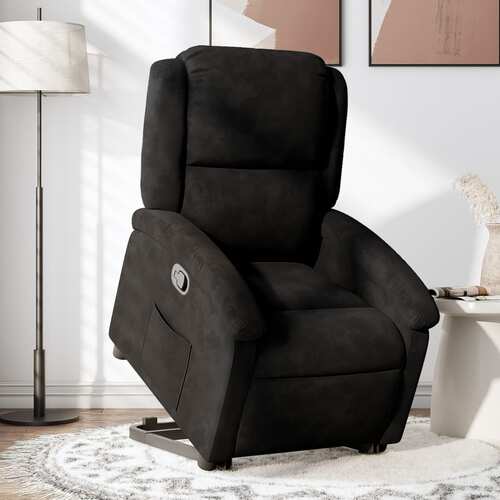 Stand up Recliner Chair Black Velvet