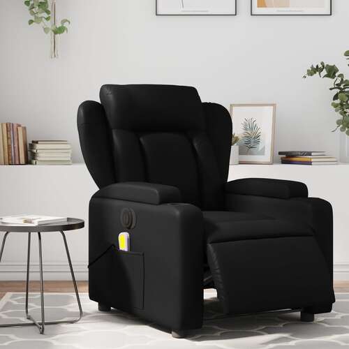 Electric Massage Recliner Chair Black Faux Leather