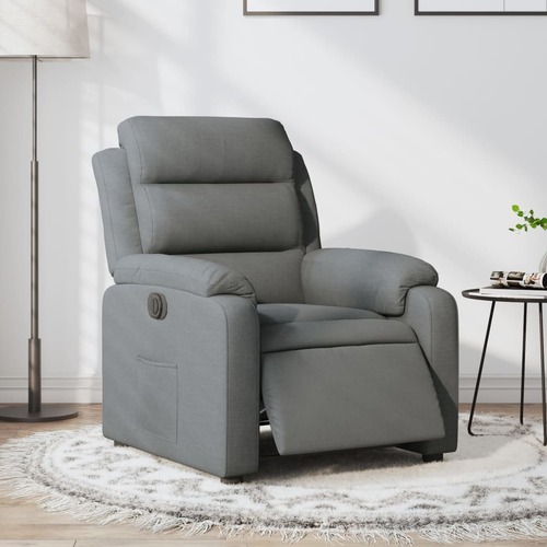 Electric Recliner Chair Dark Grey Fabric