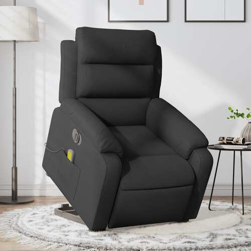 Electric Stand up Massage Recliner Chair Black Fabric