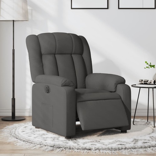 Electric Recliner Chair Dark Grey Fabric