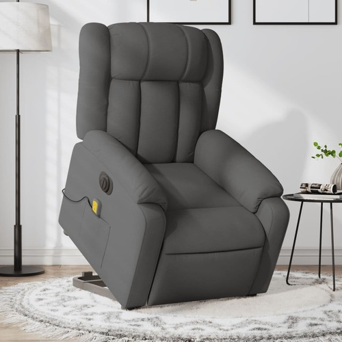 Electric Stand up Massage Recliner Chair Dark Grey Fabric