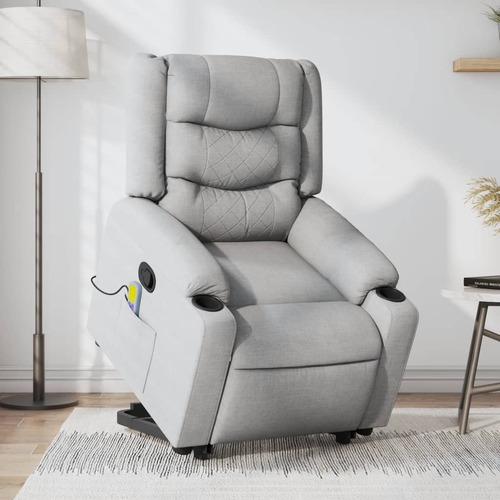 Stand up Massage Recliner Chair Light Grey Fabric