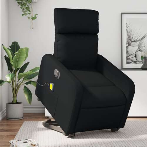 Electric Stand up Massage Recliner Chair Black Faux Leather