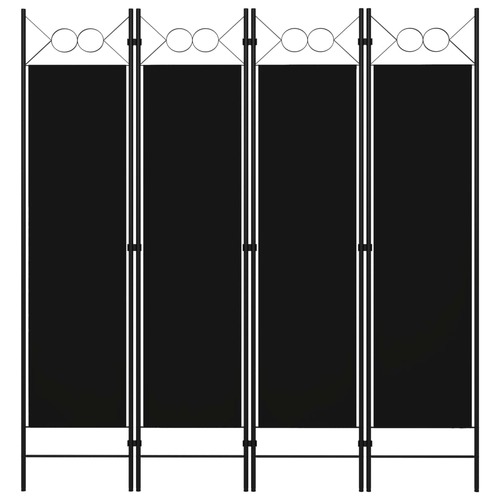 4-Panel Room Divider Black 160x180 cm