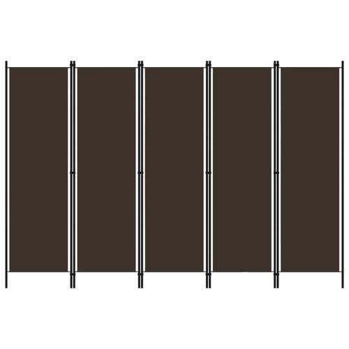 5-Panel Room Divider Brown 250x180 cm