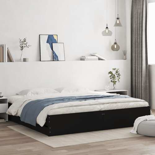 Bed Frame with Drawers Black 183x203 cm King Size Engineered Wood